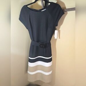Elegant Black and White Striped Dress